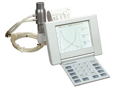 Спирометр для функциональной диагностики заболеваний легких на основе автоматического определения параметров спокойного и форсированного дыхания «СпироС-100»